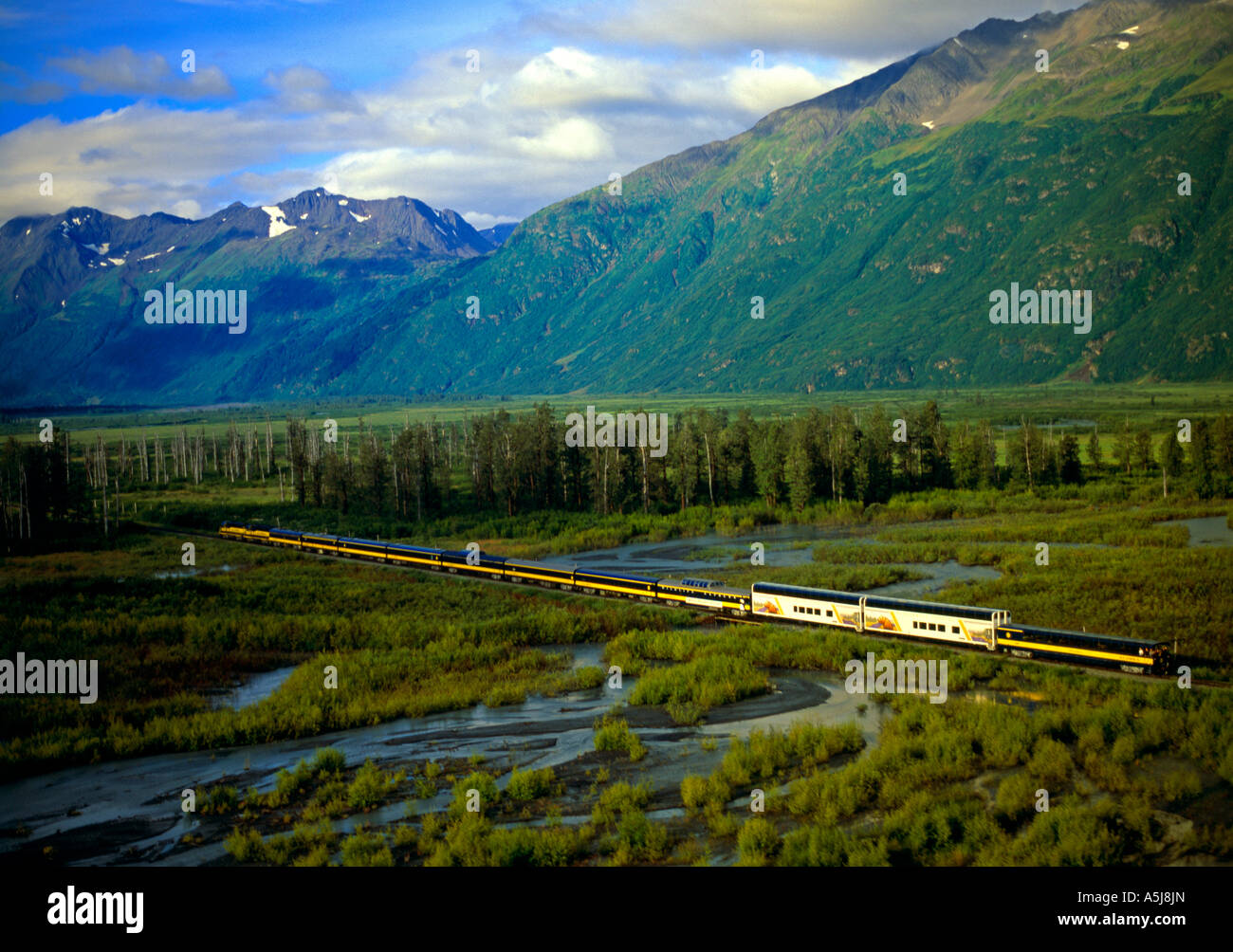 The Alaska Railroad and the Celebrity Tours Wilderness Express Stock Photo