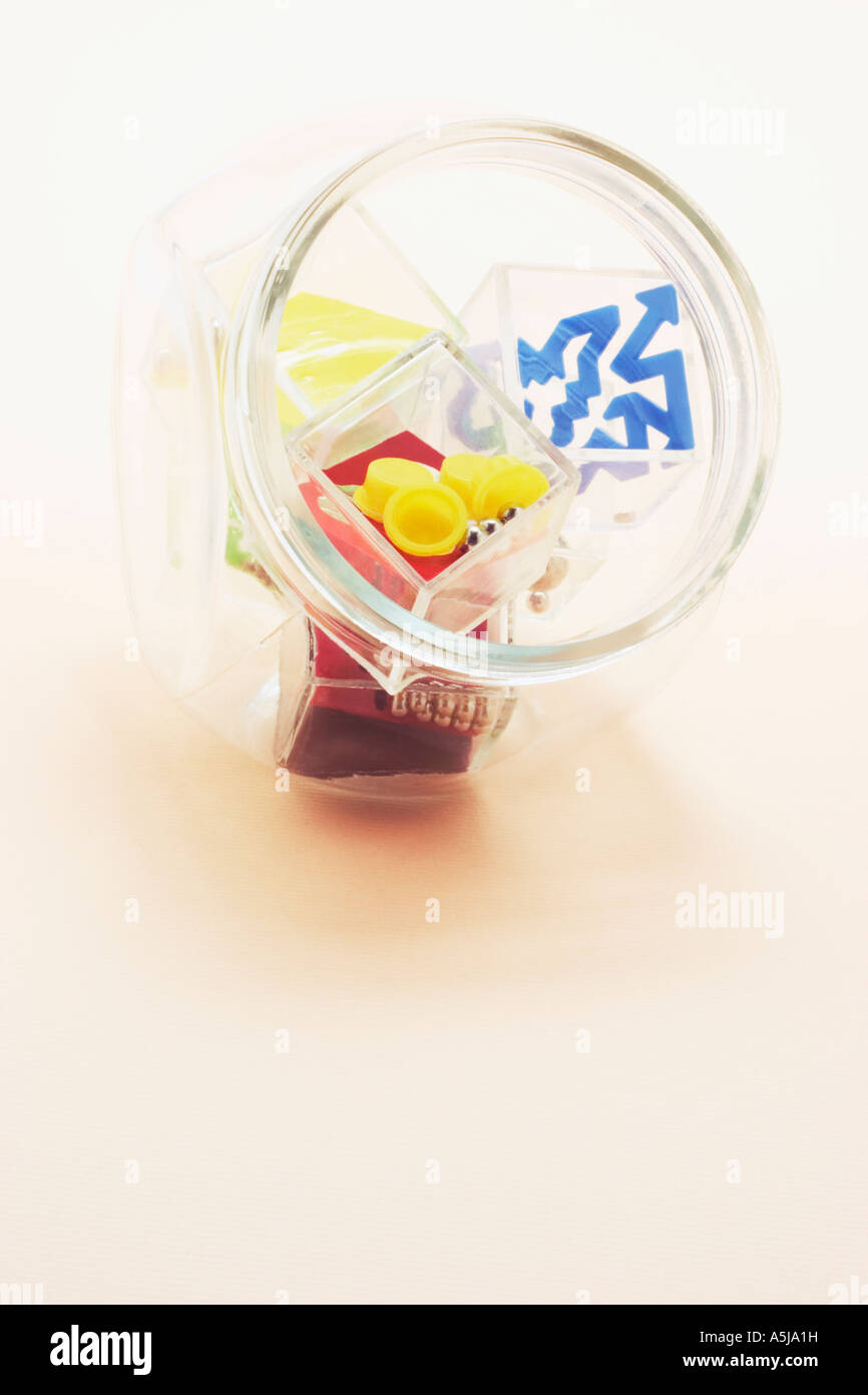 Game Puzzles in Glass Jar Stock Photo Alamy