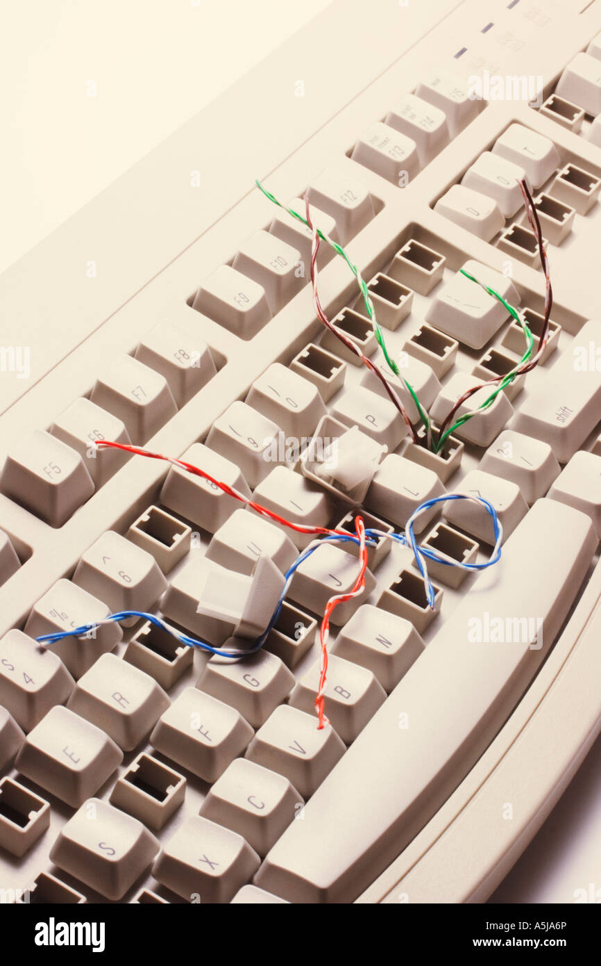 Computer Keyboard with Broken Keys Stock Photo Alamy