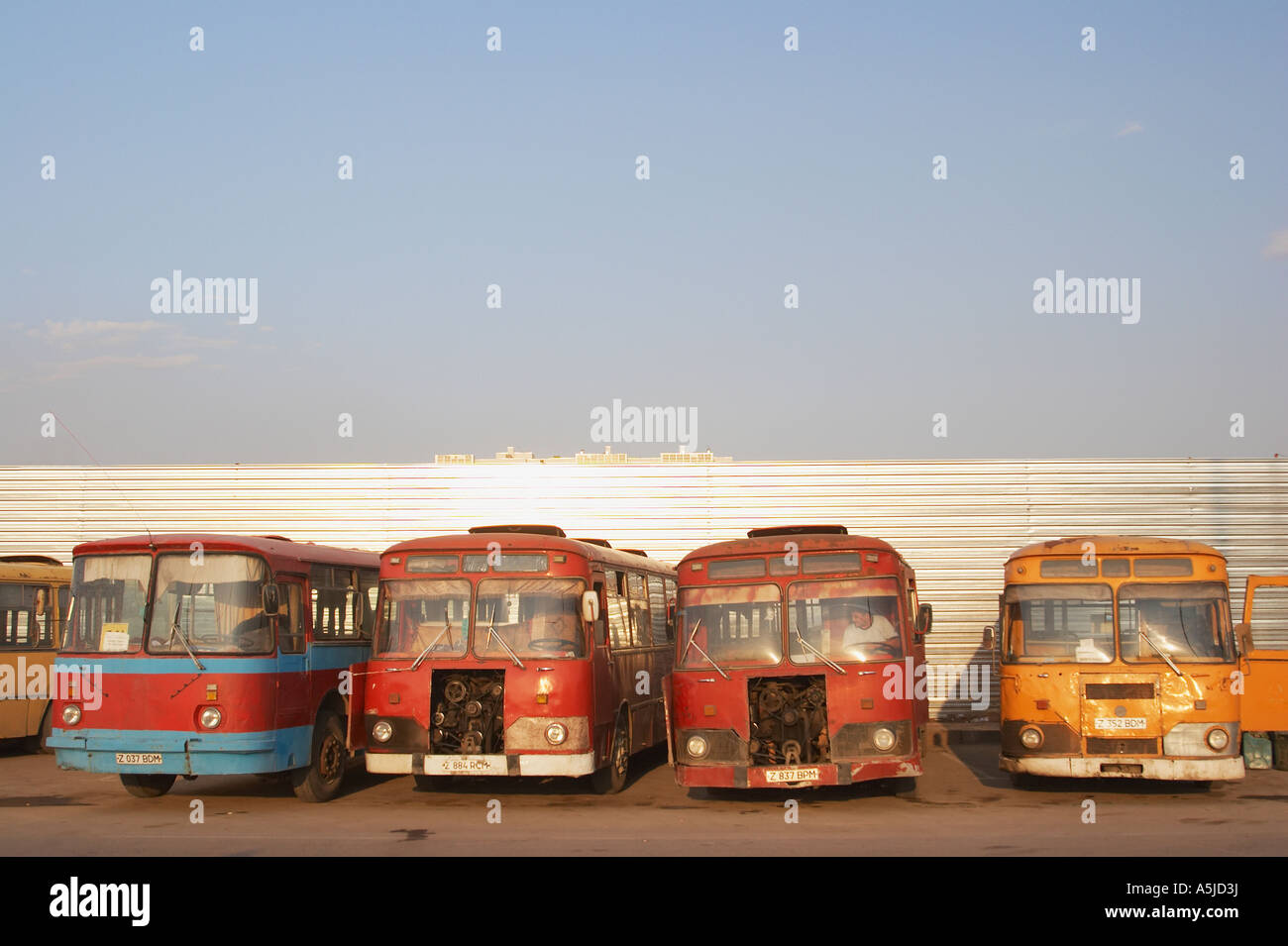 Old Public Buses Stock Photo