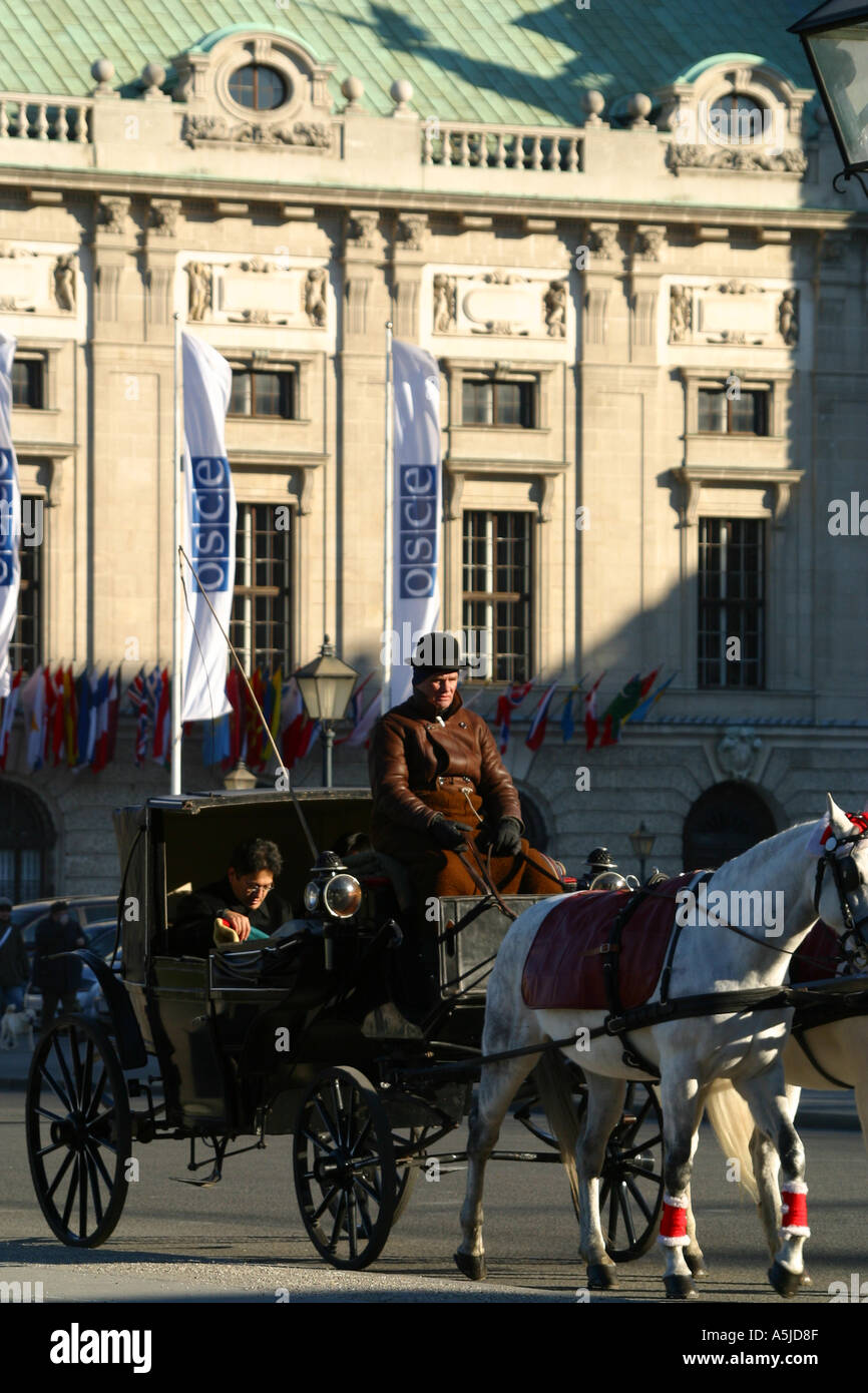 horsedrawn carriage Fiaker in Vienna Stock Photo