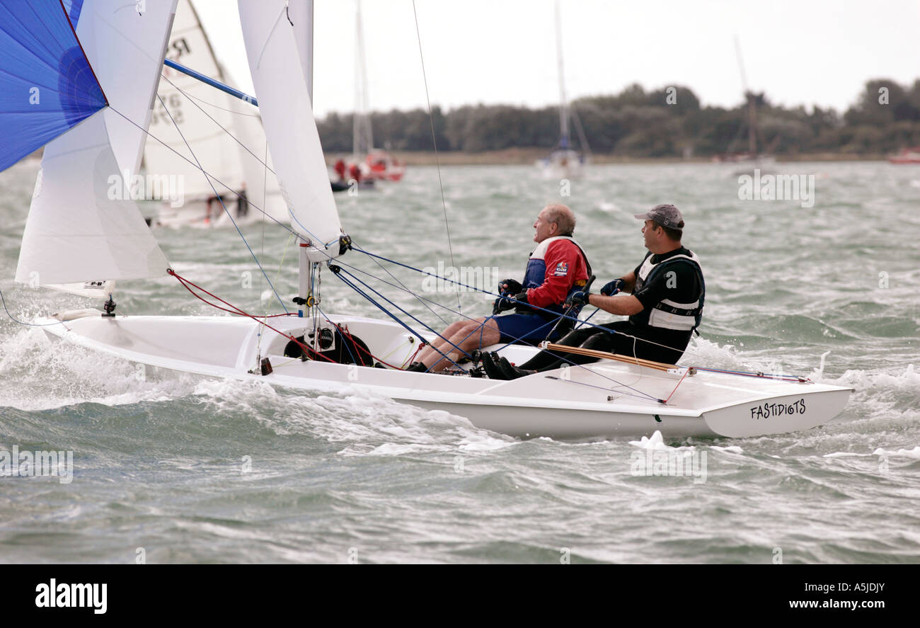 flying fifteen dinghy sailing in chichester harbour uk Stock Photo Alamy