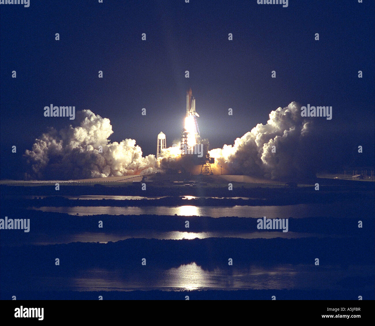 Night Launch of Space Shuttle Atlantis.  9/25/1997 Stock Photo
