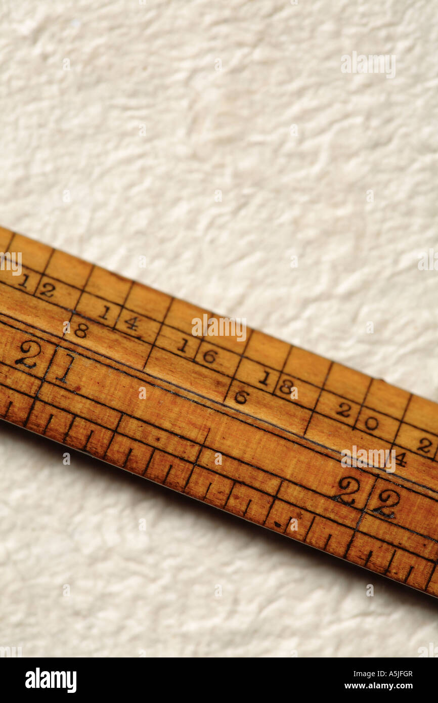 Detail of an antique folding ruler, measuring, precision, copy space