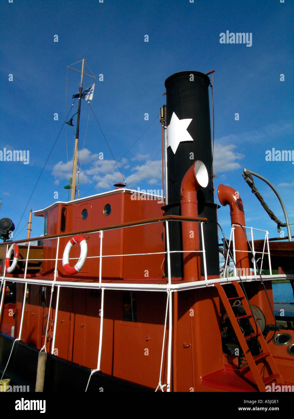 detail of ship docking at port of Mikkeli by lake Saimaa in middle