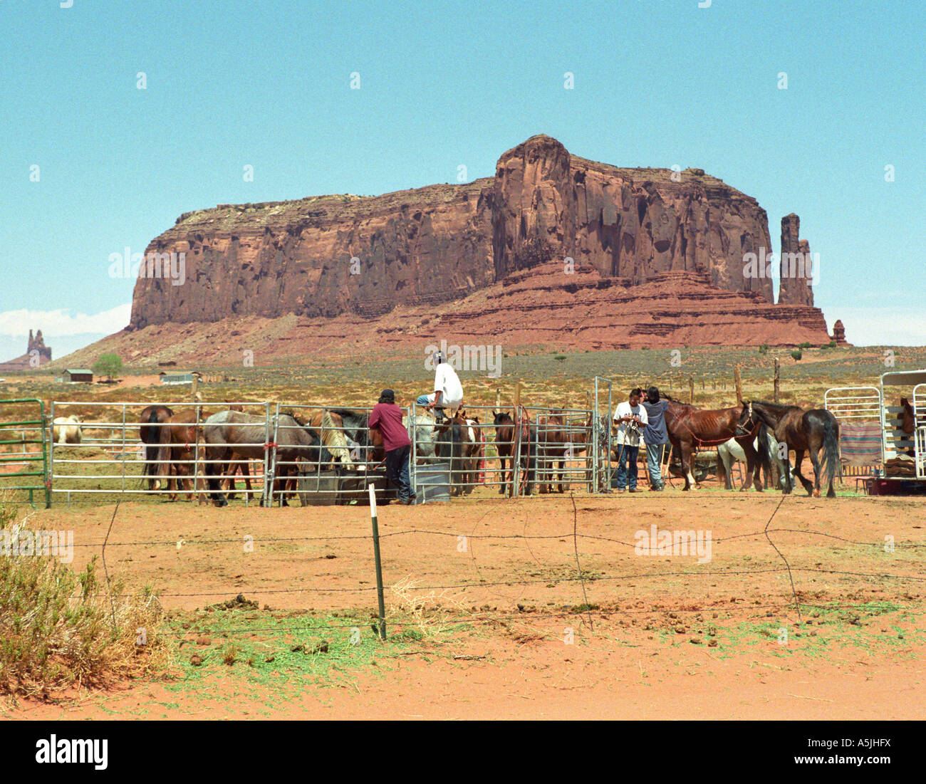 Navajo Indians with horses, Monument Valley, Arizona, USA Stock Photo Alamy