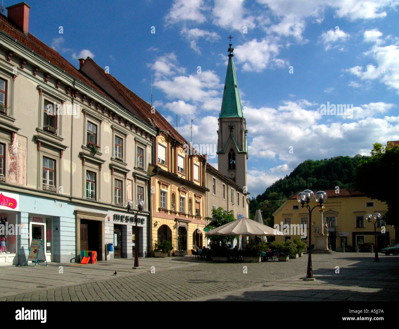 residential houses from 16th til 18th century at the place Lavni trg in Celje Slovenia Stock Photo