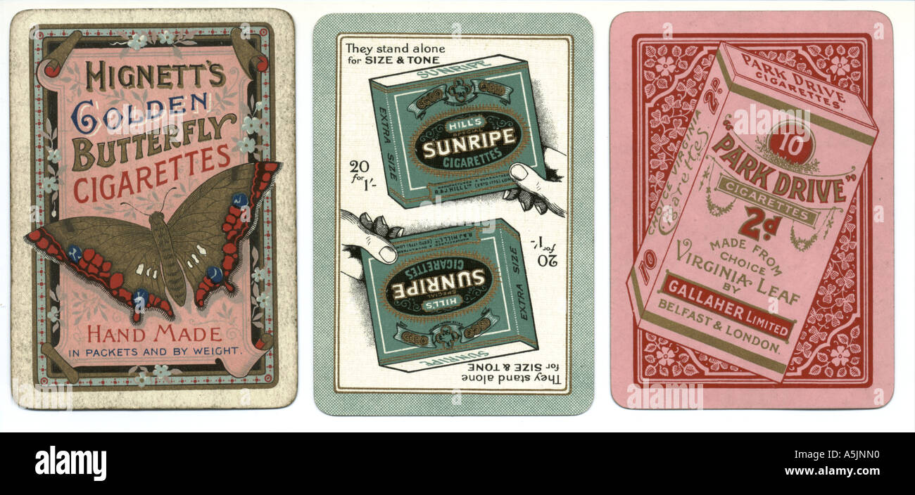 Playing cards advertising cigarette brands Stock Photo