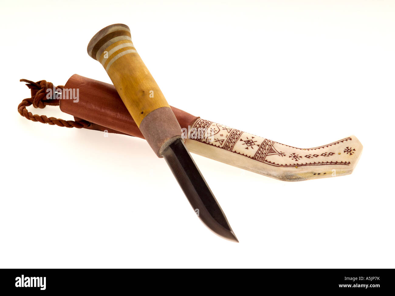 Sami sheath knife decorated with traditional pattern from Northern Sweden  Stock Photo - Alamy