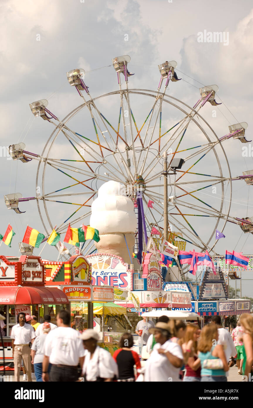 Food stands and ferris wheel at the Illinois State Fair Springfield