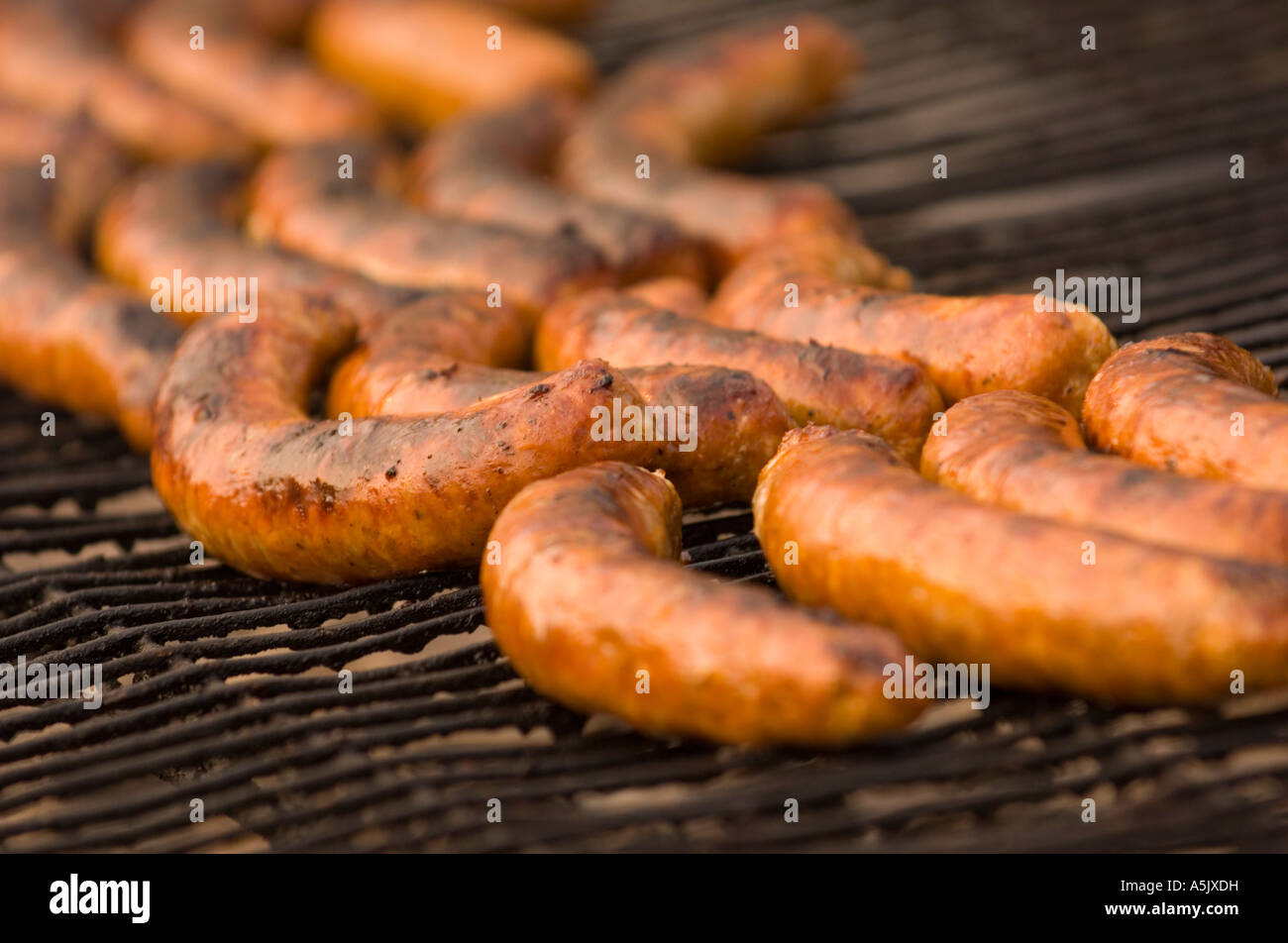 Bratwurst on the grill at the Taste of Chicago in Grant Park Chicago Illinois Stock Photo