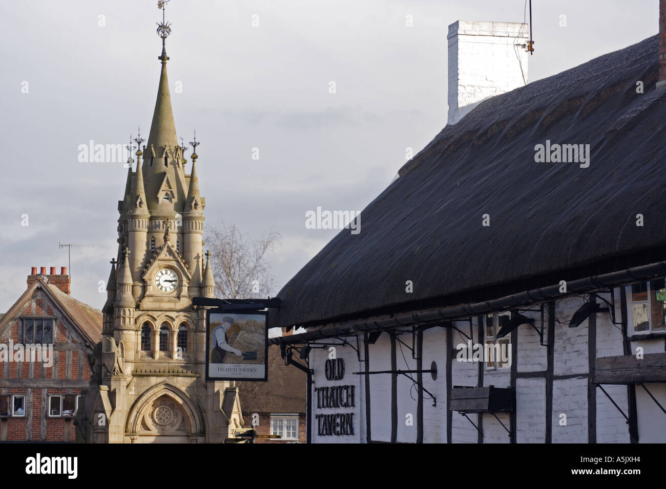 Historic architectural view of Stratford upon Avon Stock Photo Alamy