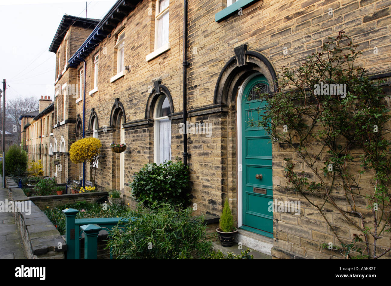 Terraced housing at Saltaire, West Yorkshire Stock Photo Alamy