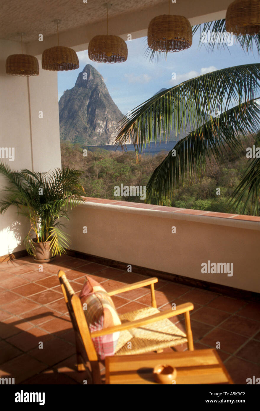St Lucia saint lucia view of the pitons from Anse Chastanet Resort Stock Photo