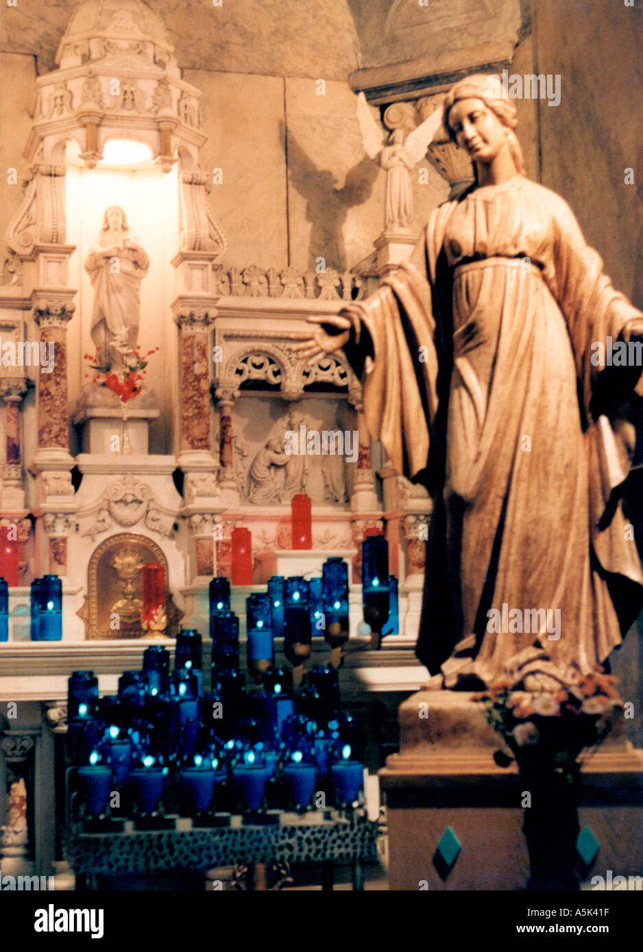 Candle lit altar in a cathedral Montreal Canada Stock Photo Alamy