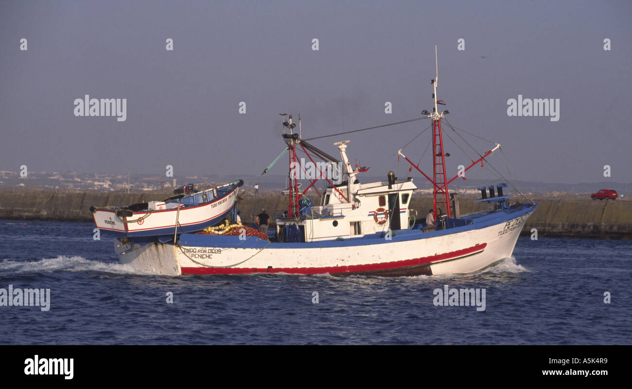 Typical Traineira, sardine boat, Peniche, Portugal Stock Photo