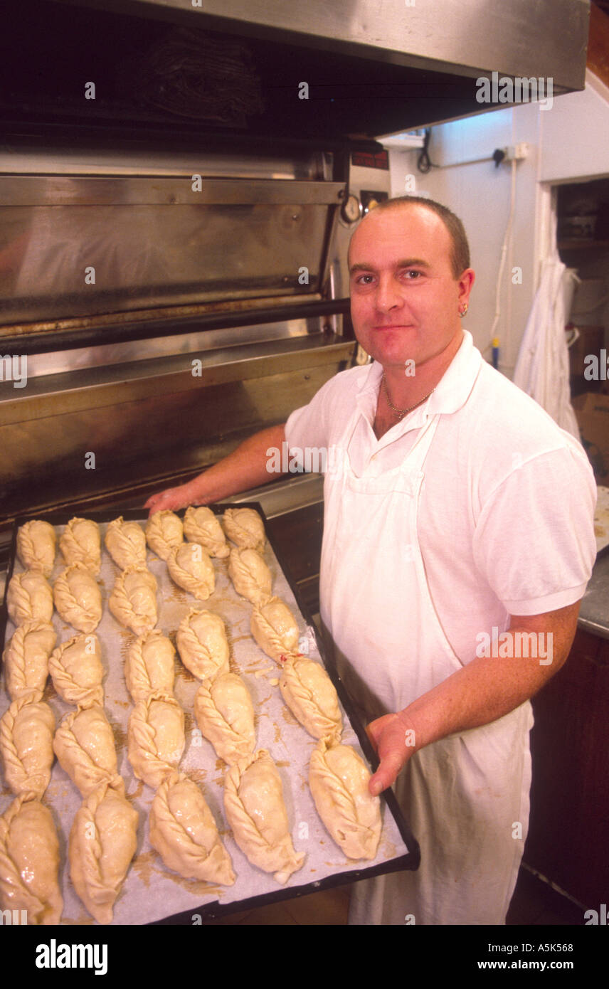 A pastymaker at work Looe Cornwall UK Stock Photo