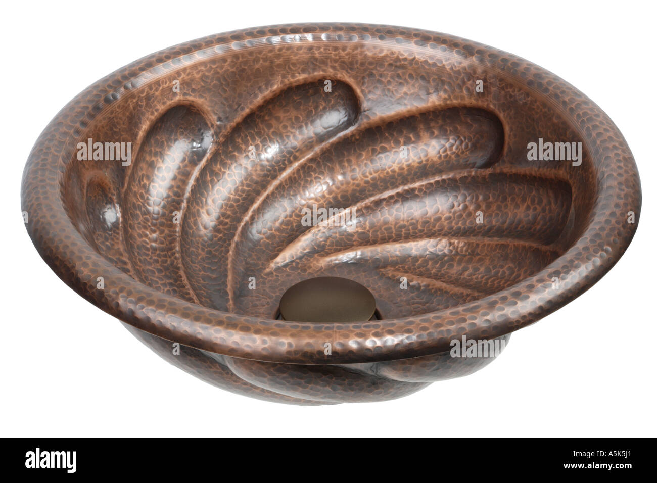 round copper washbowl or hand basin Stock Photo