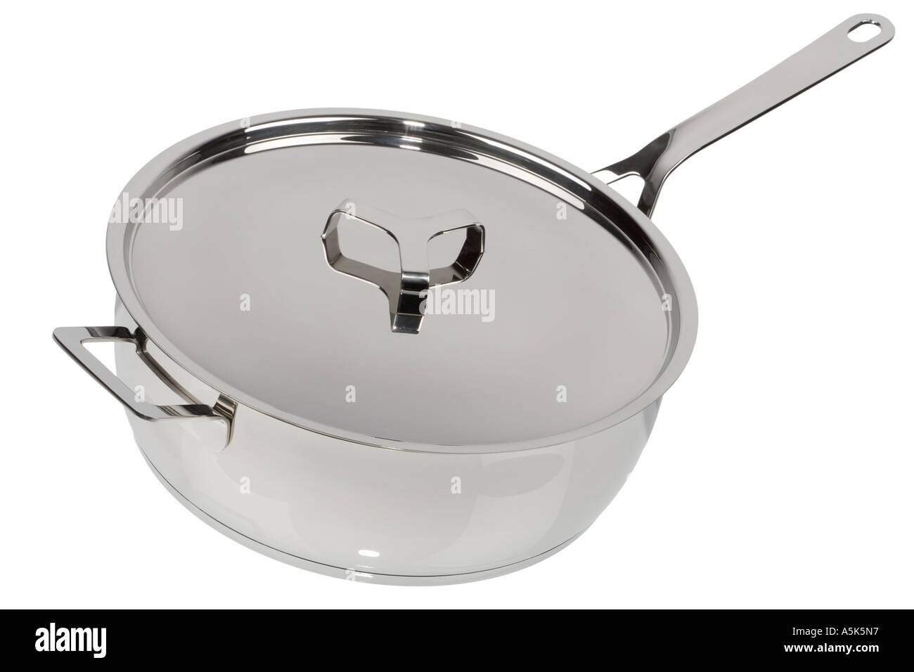 Stainless steel saucepan with lid Stock Photo