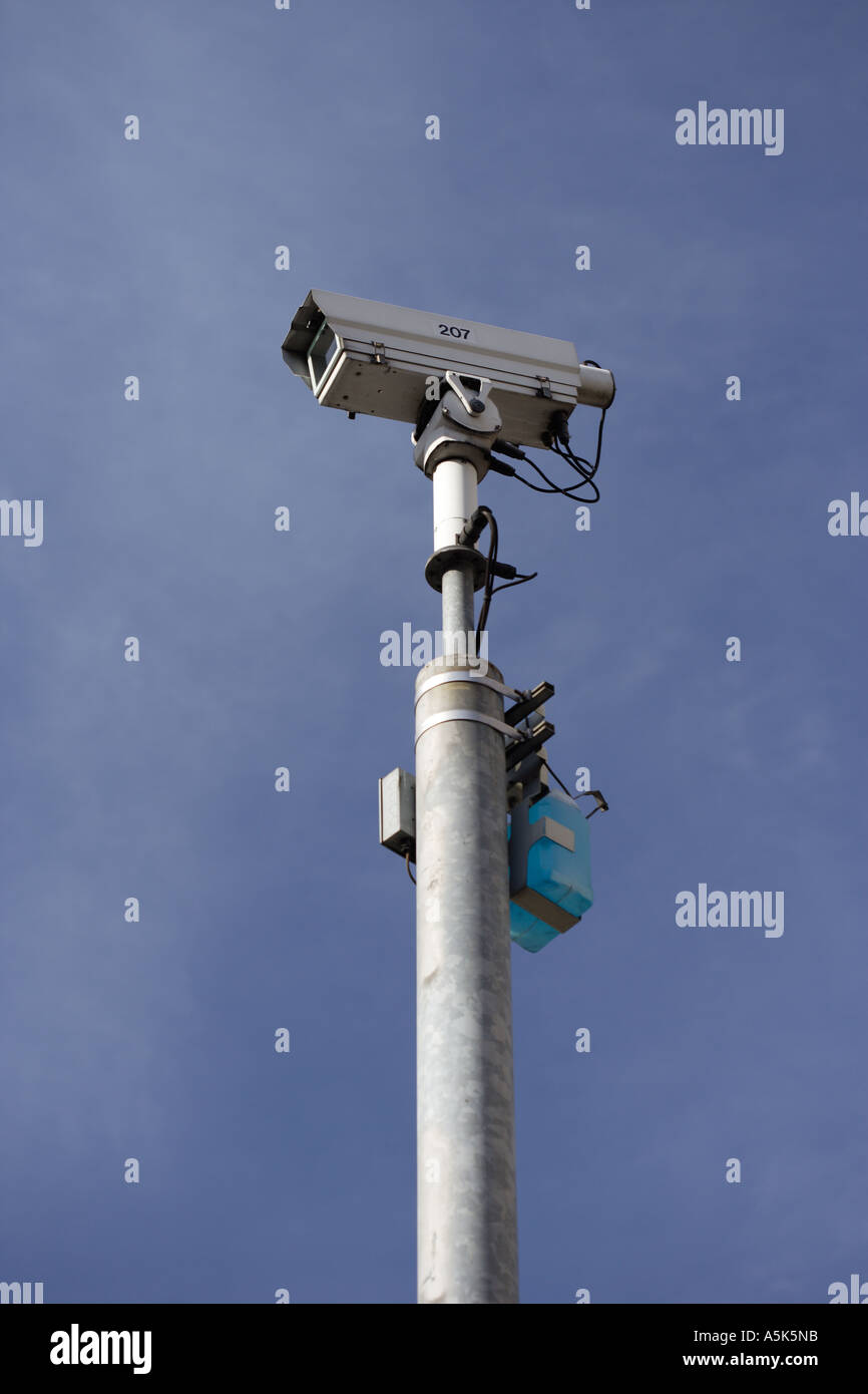 Security video camera guarding area Stock Photo