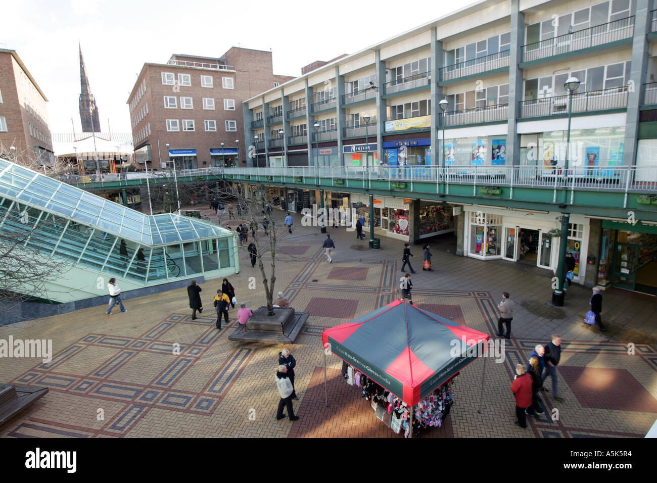 View of the shopping centre in Coventry, West Midlands, and its covered