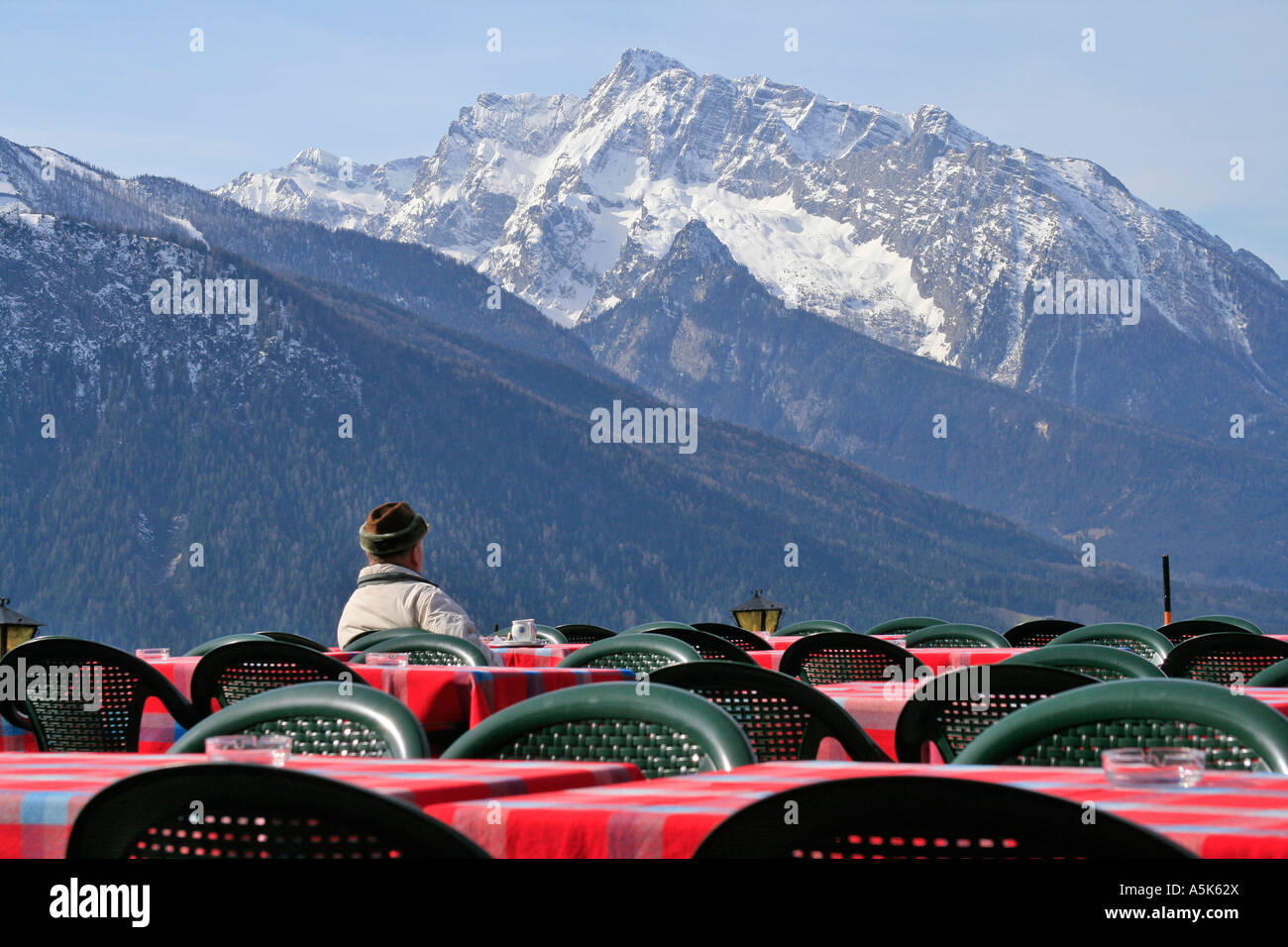 Panorama with Watzman, Berchtesgadener Land, Bavaria, Germany Stock Photo