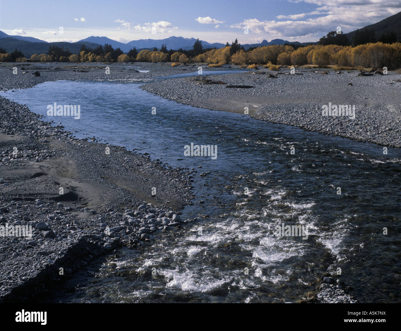 Landscape, Maruia-River between Maruia and Springs Junction, South-Island, New Zealand Stock Photo