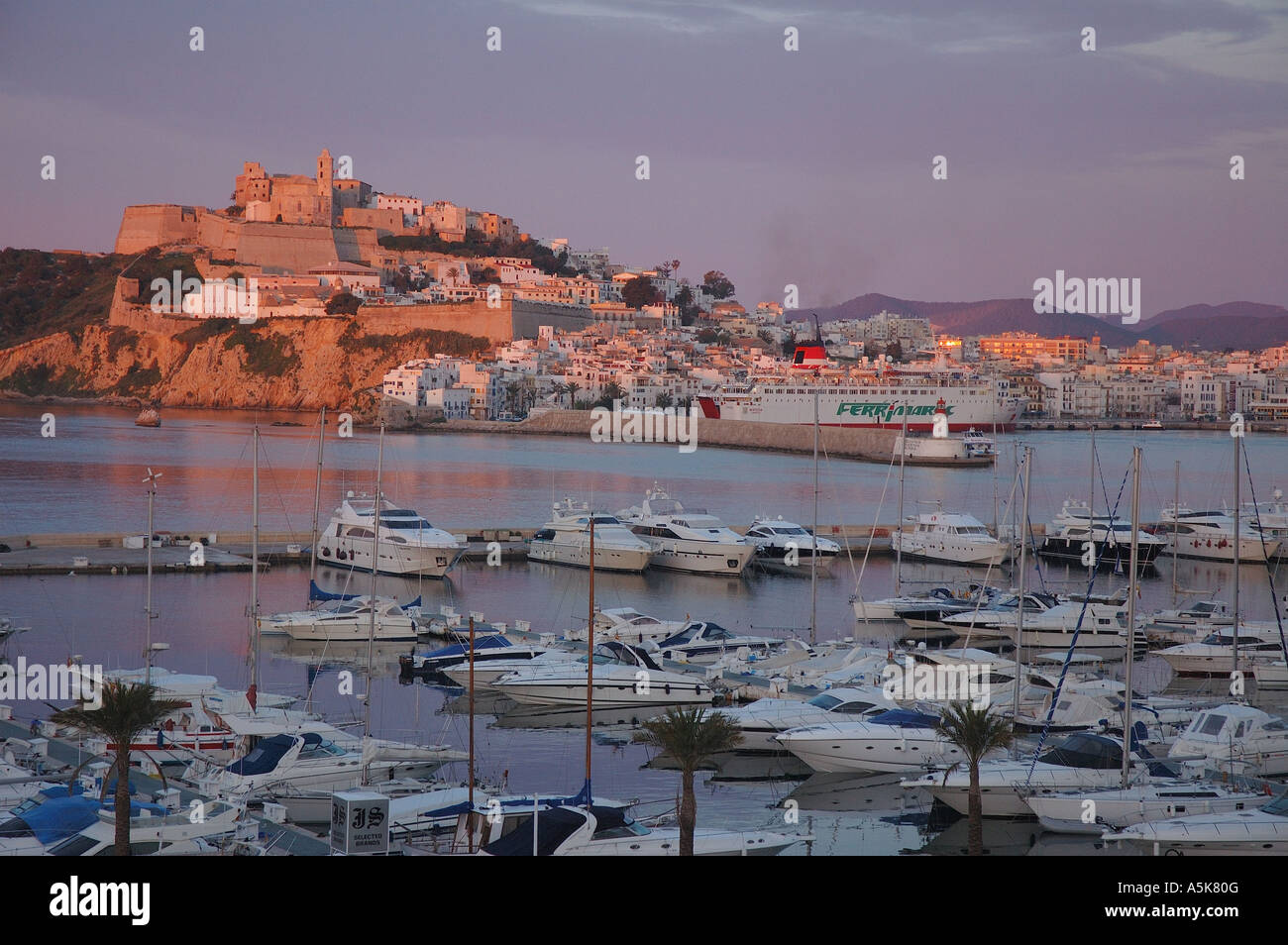 View of the old town Dalt Vila, Eivissa Vila, Ibiza, Spain, Balearic Islands, Europe Stock Photo