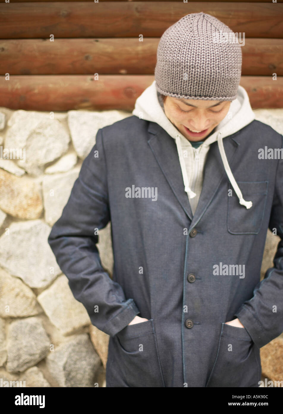Young man looking down Stock Photo