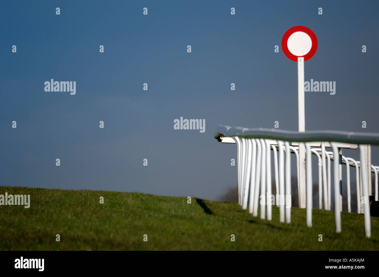 The winning post at Brighton racecourse Stock Photo