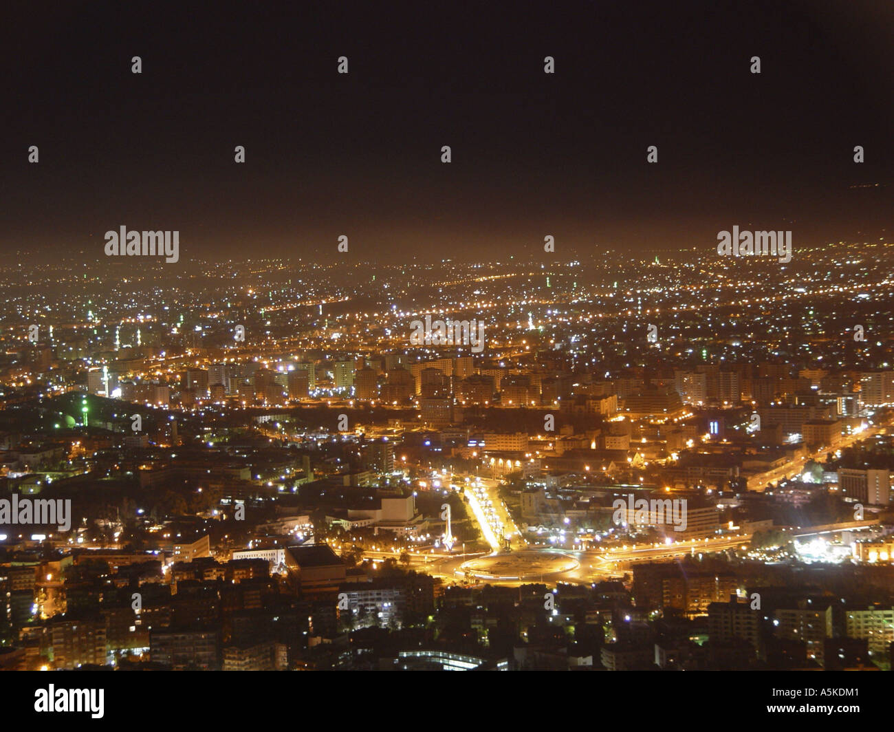 View from Qasyun over damascus, damascus at night Stock Photo