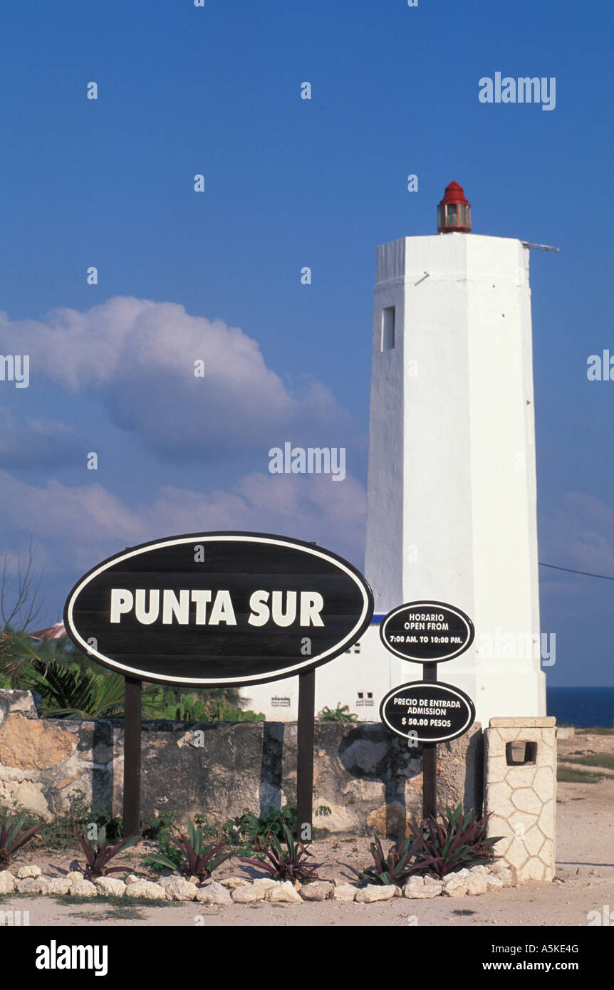 Mexico Isla Mujeres Punta Sur south point  lighthouse open space copy space text space type space Stock Photo