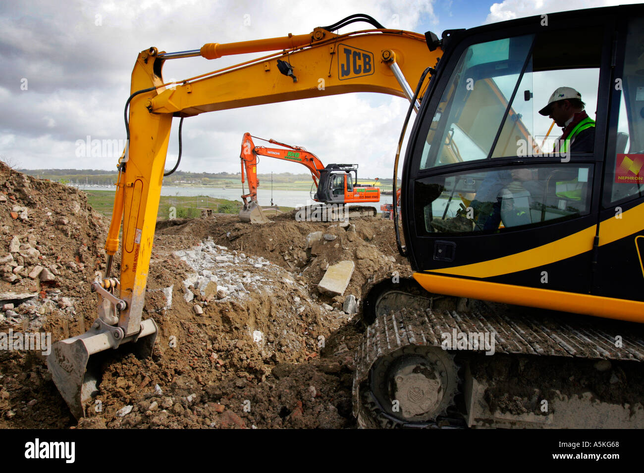 JCB diggers demolition tractors building footings Stock Photo 3699815