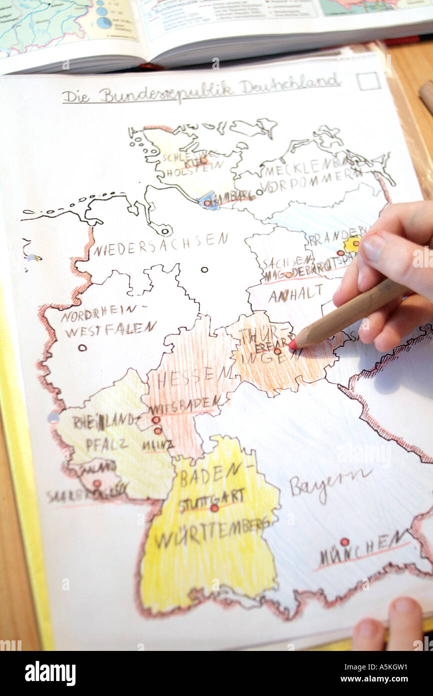 Homework the Lands of the Federal Republic of Germany Stock Photo