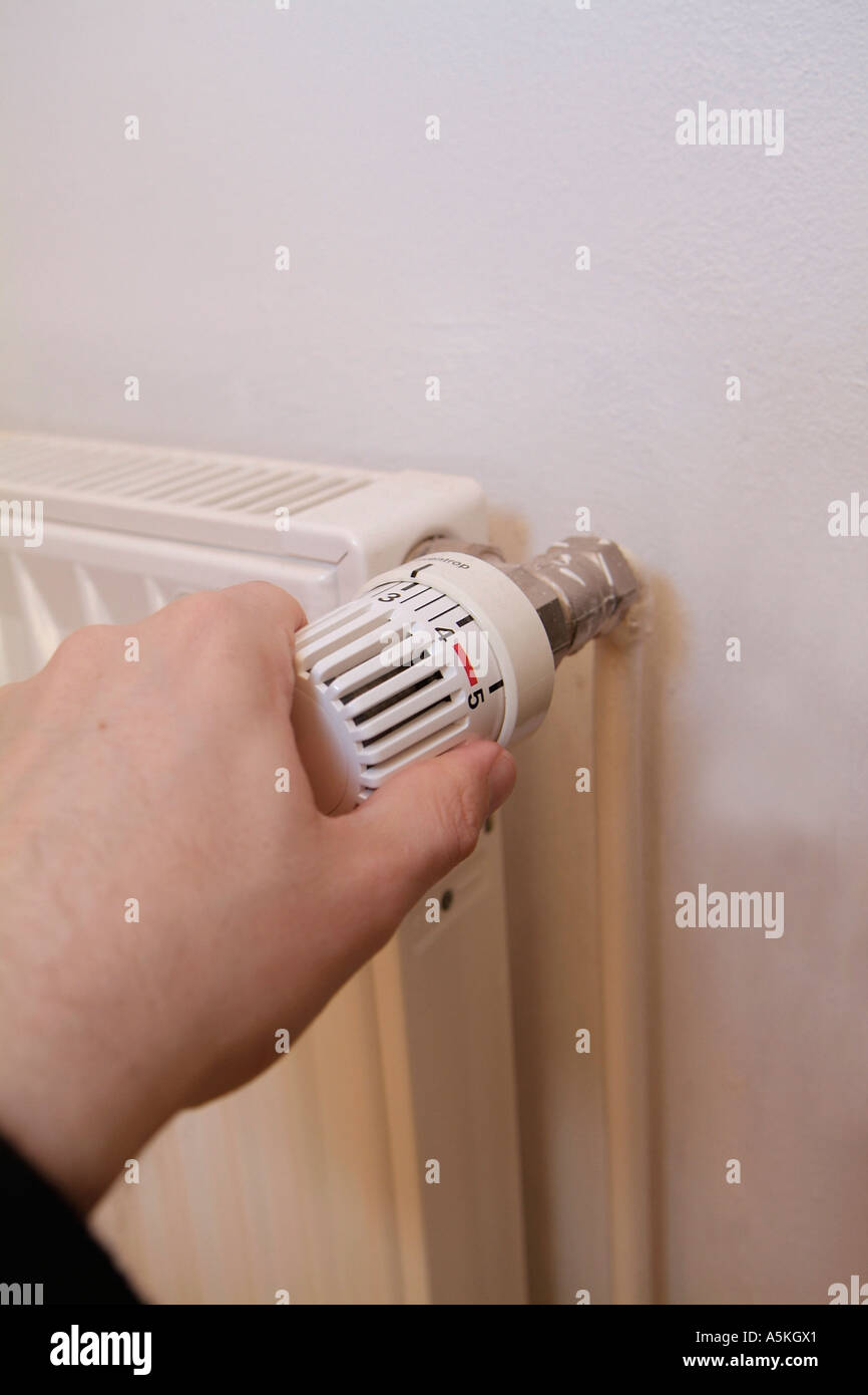 Thermostat at heating elements Stock Photo Alamy