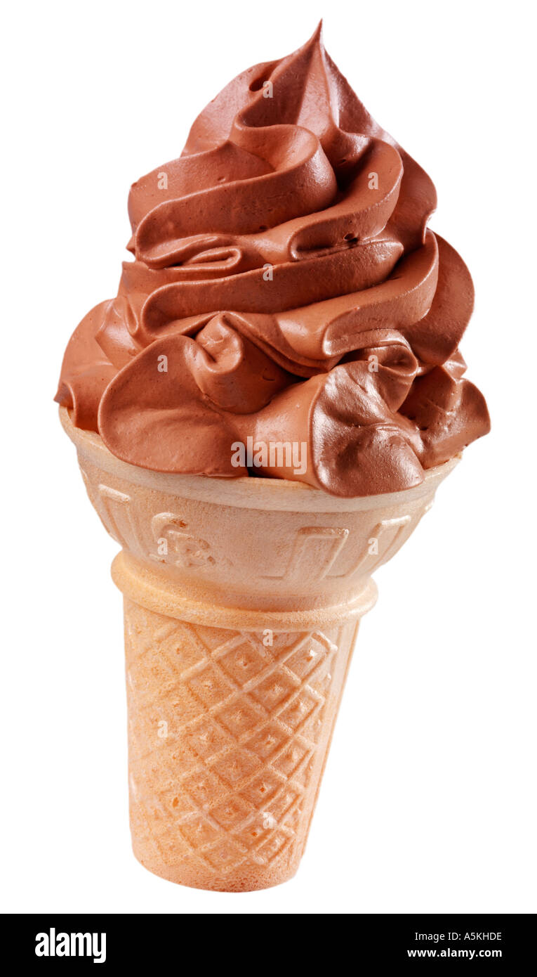 CHOCOLATE ICE CREAM CONE ON WHITE Stock Photo Alamy