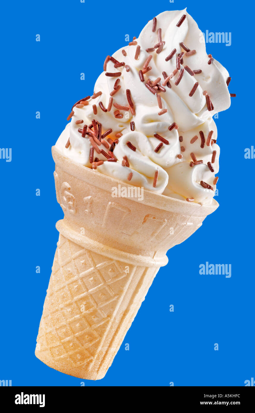 VANILLA ICE CREAM CONE WITH CHOCOLATE SPRINKLES Stock Photo Alamy