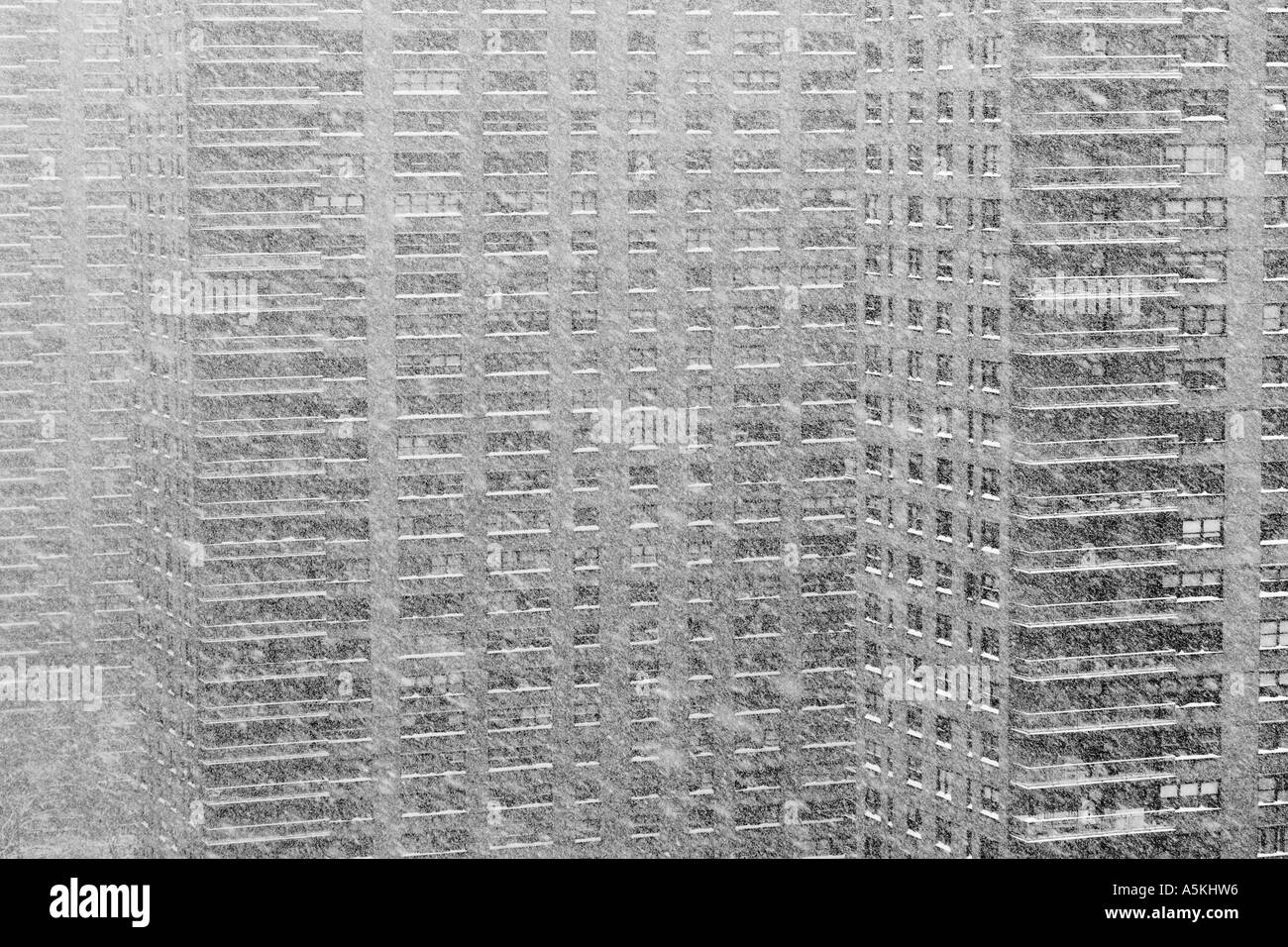 Apartment Buldings In Snow Storm Manhattan New York City Stock Photo