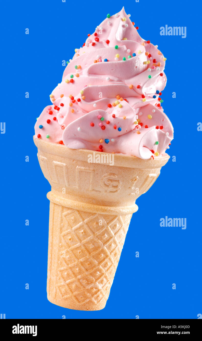 STRAWBERRY ICE CREAM CONE Stock Photo Alamy Strawberry Ice Cream Cone A5KJ0D