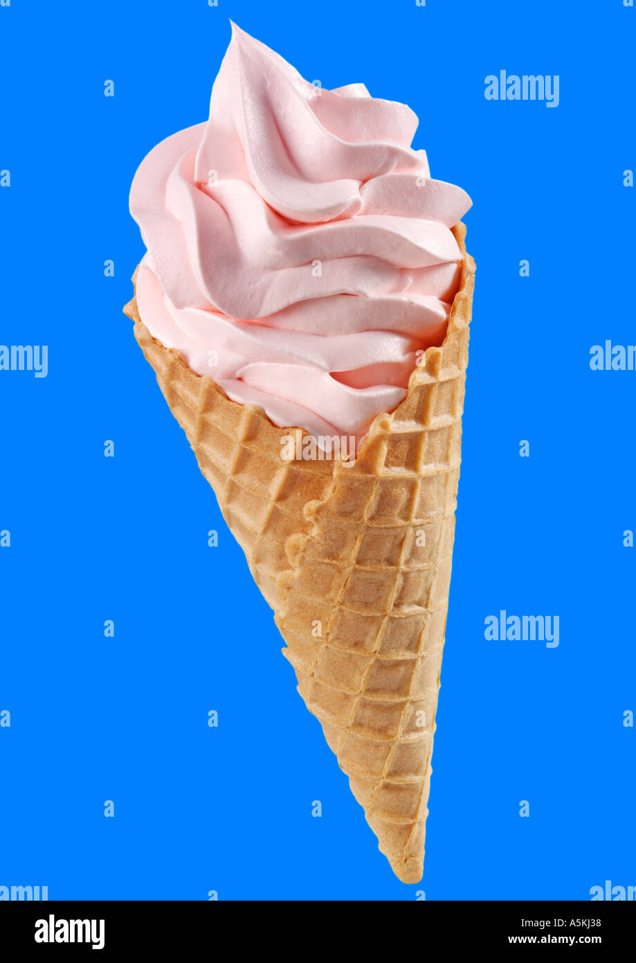STRAWBERRY ICE CREAM CONE Stock Photo Alamy