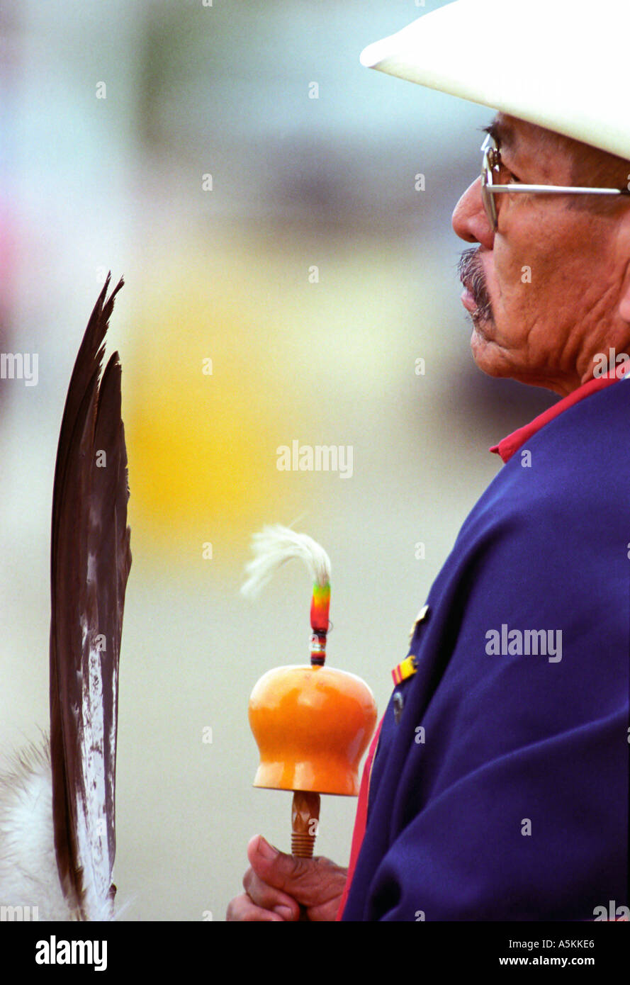 Participant in a pow wow dance during the Navajo Nation Fair in