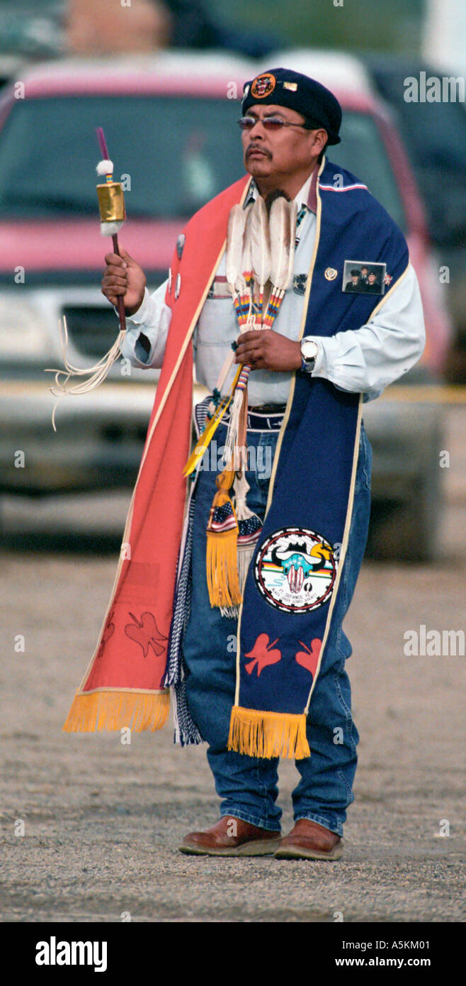Participant in a pow wow dance during the Navajo Nation Fair in