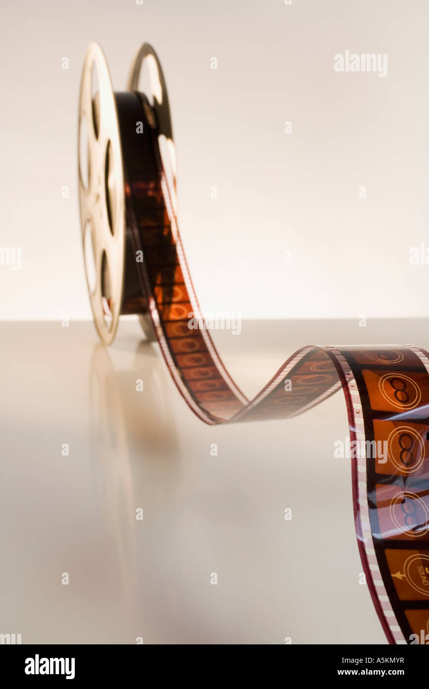Close up of reel of movie film Stock Photo