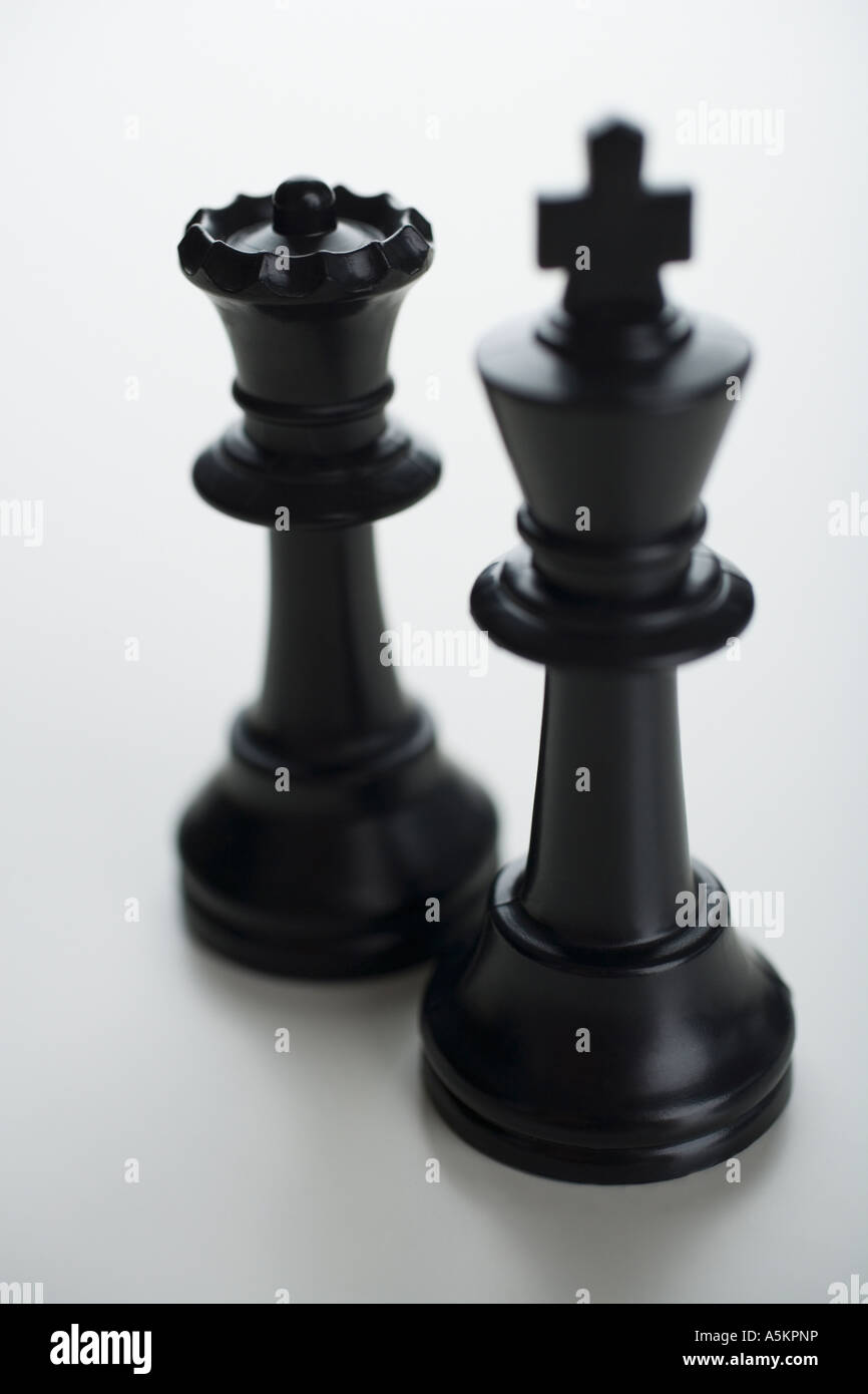 Close up of black chess pieces Stock Photo - Alamy