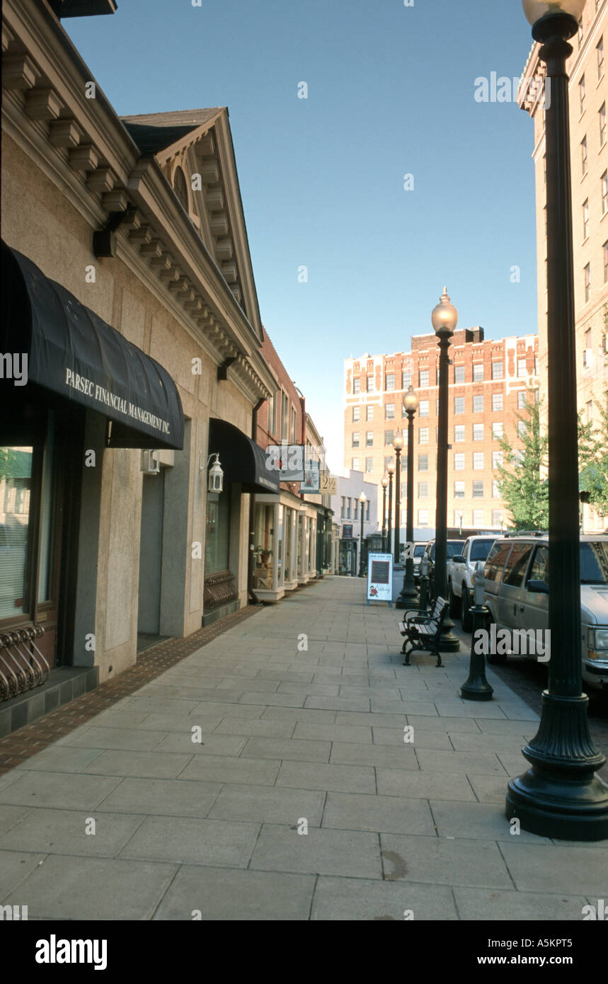 Wall Street in downtown Asheville North Carolina is lined with old