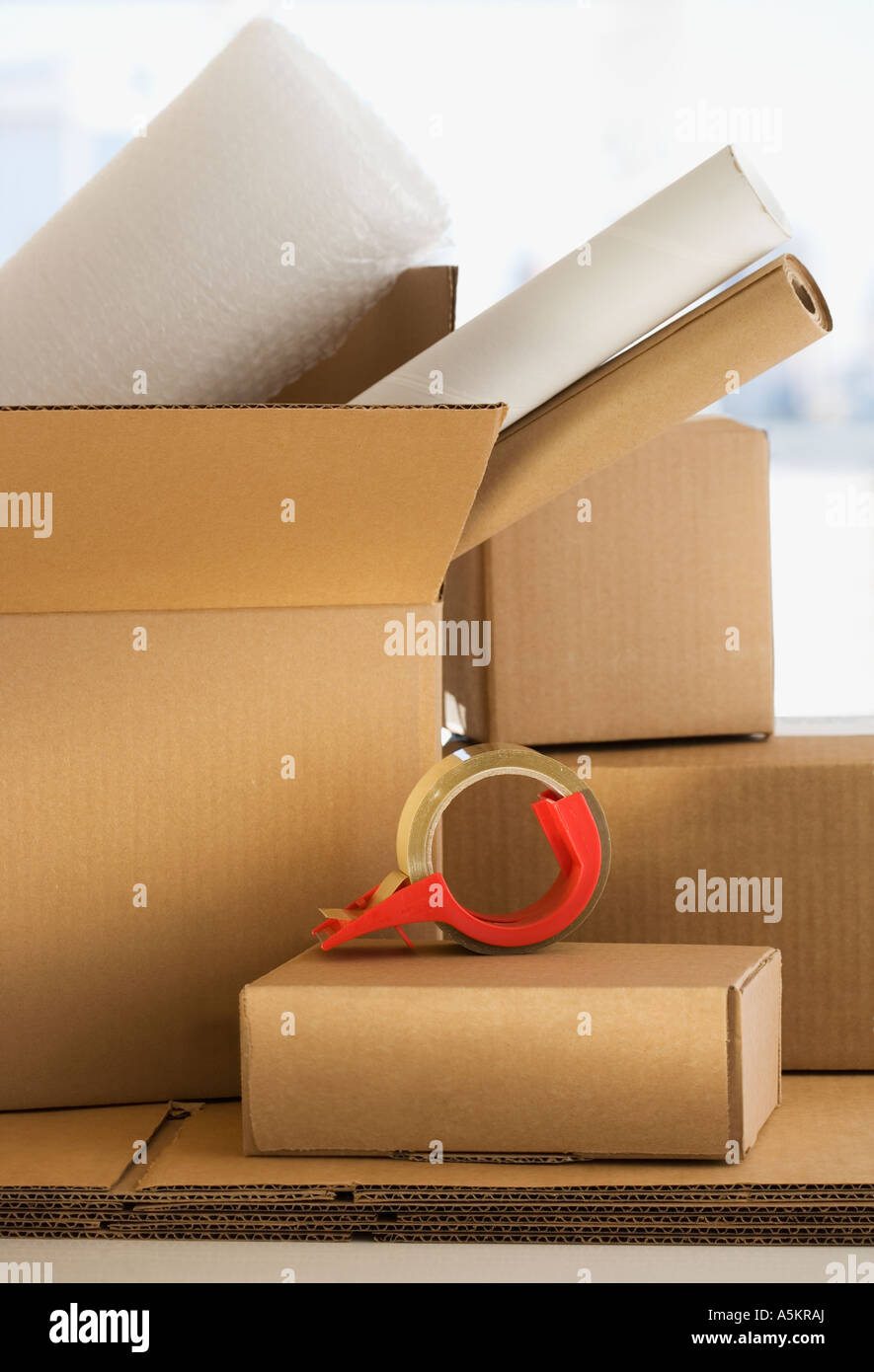 Shipping boxes and packing supplies Stock Photo Alamy