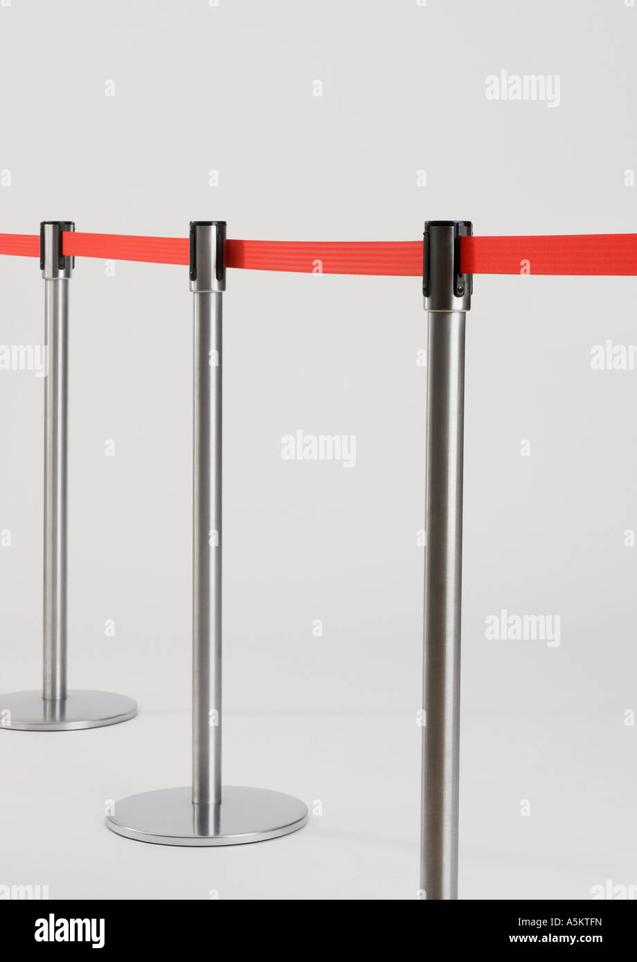 Studio shot of retractable belt crowd control barriers Stock Photo Alamy
