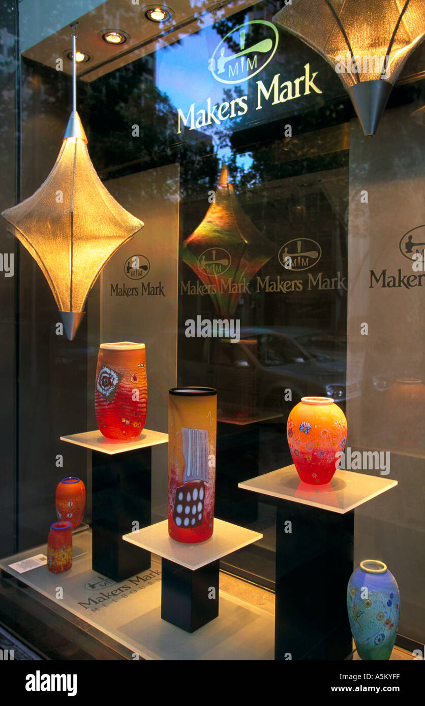 Handmade glassware display Melbourne Australia Stock Photo Alamy
