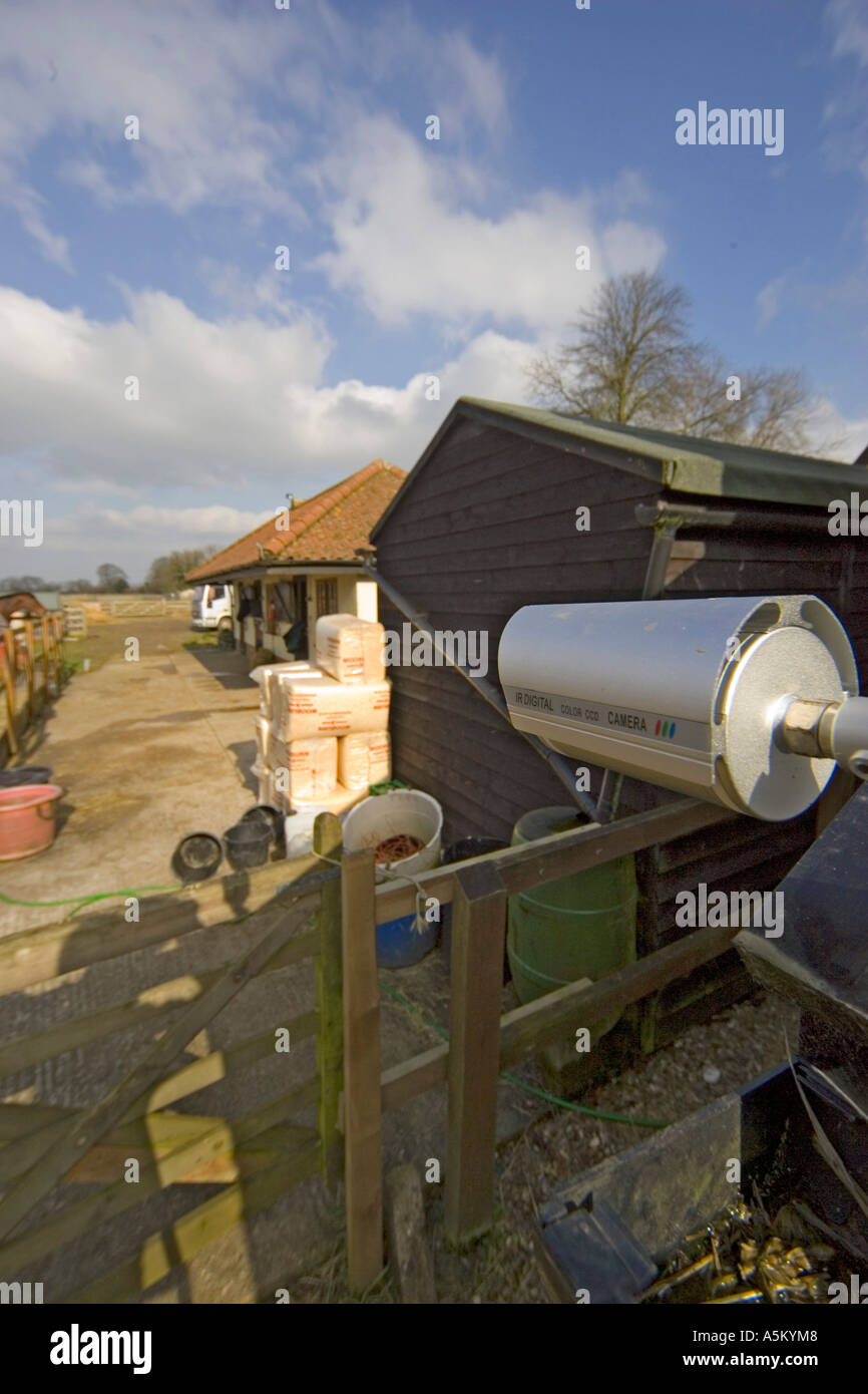 CCTV camera watching over stable block Stock Photo