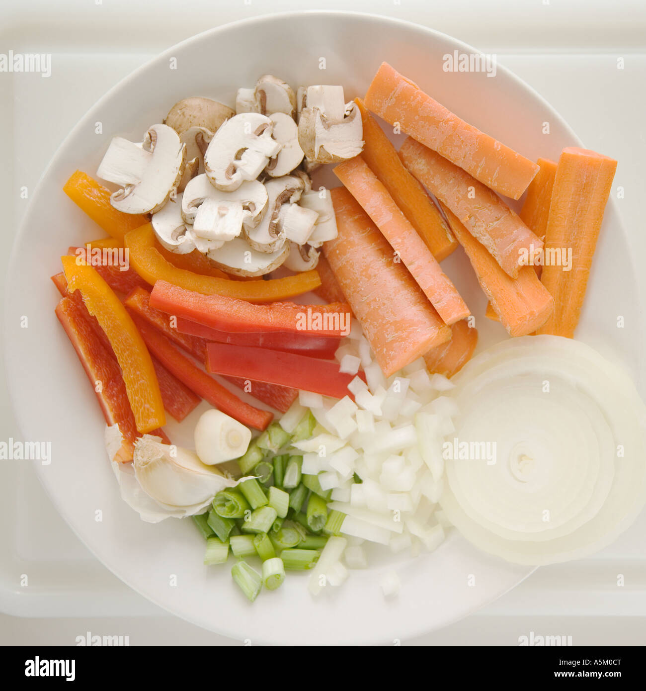 Chopped vegetables on plate Stock Photo